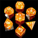Citrine Dreams Handcrafted Sharp Edge Dice Set & Dice Case - Bea DnD Games