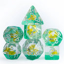 Clarkii Clownfish - 7 Piece Polyhedral Dice Set + Dice Bag - Bea DnD Games