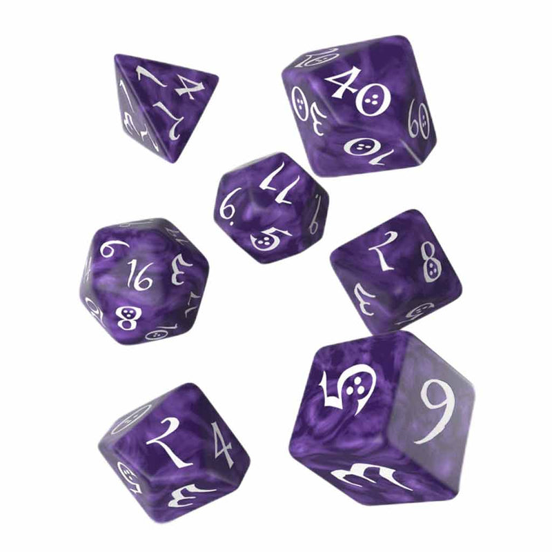 Classic Lavender & White 7pc polyhedral dice set by Q Workshop - Bea DnD Games