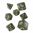 Classic Olive & White 7pc polyhedral dice set by Q Workshop - Bea DnD Games