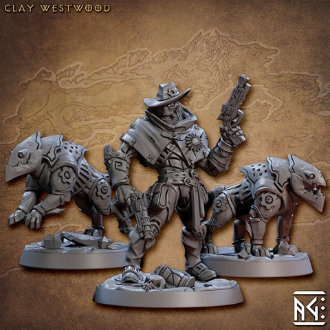 Clay Westwood & Golem Hounds | BeaMini Unpainted RPG Miniatures - Bea DnD Games