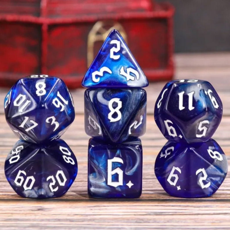 Cold Iron - 7 Piece Polyhedral Dice Set + Dice Bag - Bea DnD Games