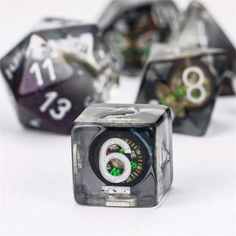 Compass Dice - 7 Piece Polyhedral Dice Set + Dice Bag - Bea DnD Games