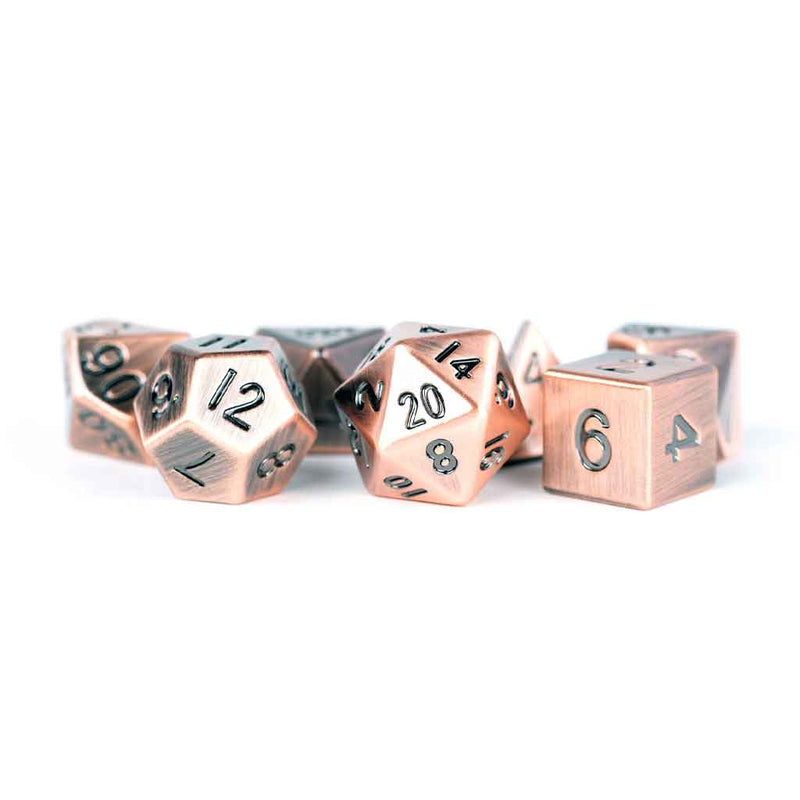 Coppersmith - 7 Piece Metal Polyhedral Dice Set & Dice Case - Bea DnD Games
