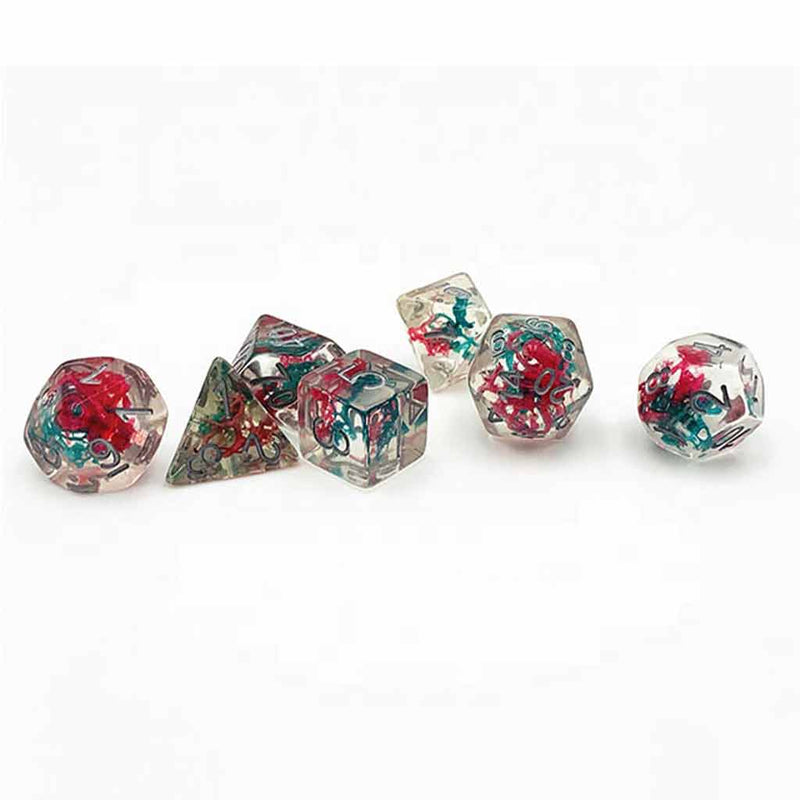 Coral Reef - 7 Piece Polyhedral Dice Set + Dice Bag - Bea DnD Games