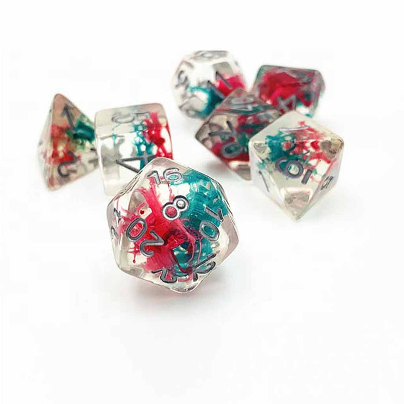 Coral Reef - 7 Piece Polyhedral Dice Set + Dice Bag - Bea DnD Games
