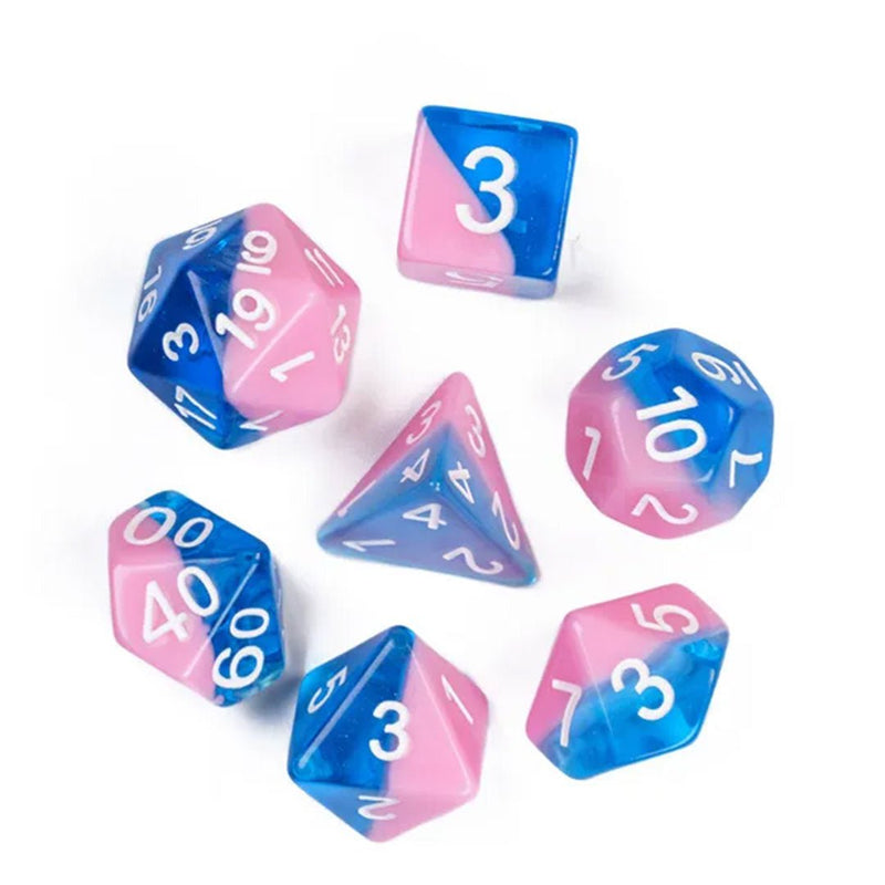 Coral Tides - 7 Piece Polyhedral Dice Set + Dice Bag - Bea DnD Games
