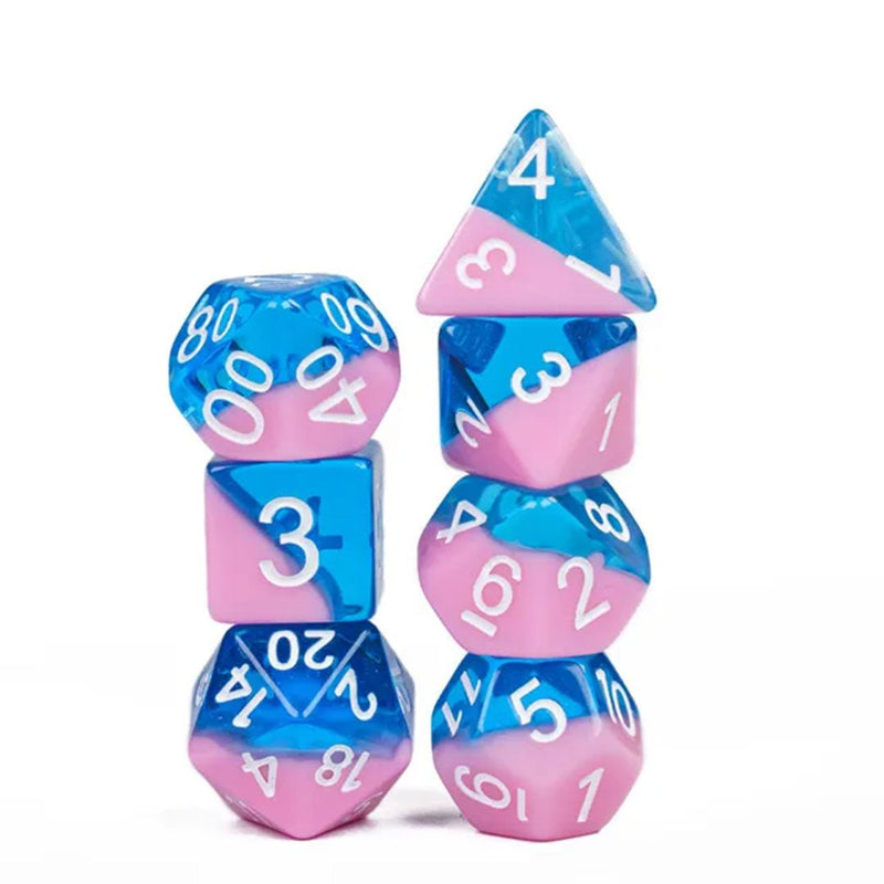 Coral Tides - 7 Piece Polyhedral Dice Set + Dice Bag - Bea DnD Games