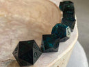 Corrupted Emeralds New Zealand Made Handcrafted Dice Set by Tui Dice - Bea DnD Games