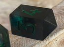Corrupted Emeralds New Zealand Made Handcrafted Dice Set by Tui Dice - Bea DnD Games