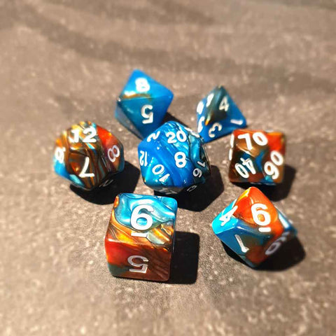 Cosmic Power - 7 Piece Polyhedral Dice Set + Dice Bag - Bea DnD Games