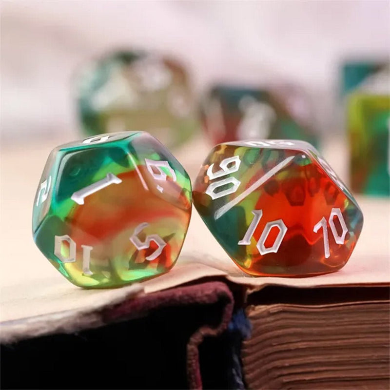 Crimson Tide - 7 Piece Polyhedral Dice Set + Dice Bag - Bea DnD Games