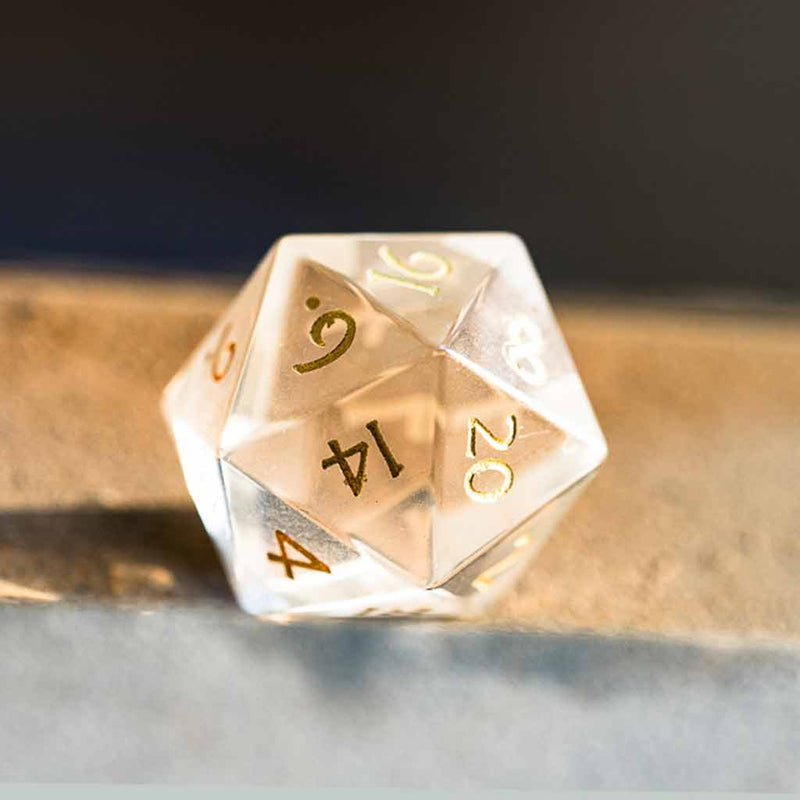 Crystal Ball Handcrafted 7 Piece Glass Dice Set & Dice Case - Bea DnD Games
