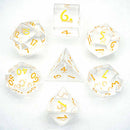 Crystal Ball Handcrafted 7 Piece Glass Dice Set & Dice Case - Bea DnD Games