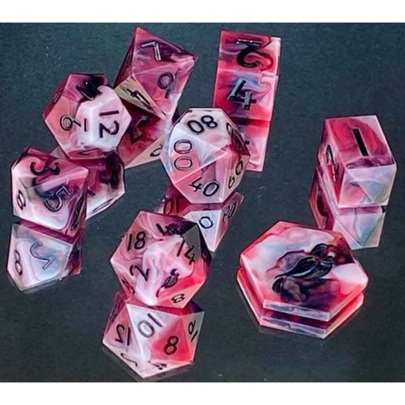 Cursed Candy Apple - New Zealand Made Handcrafted Dice Set by Tui Dice - Bea DnD Games