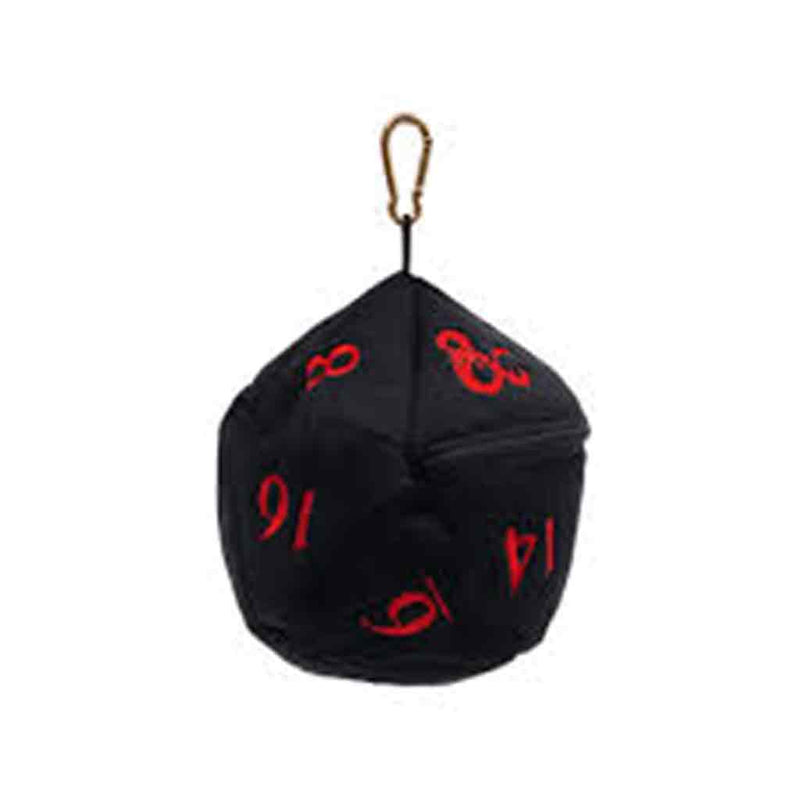 D20 Dice Plush Black and Red Dice Bag - Bea DnD Games