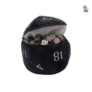 D20 Dice Plush Black and White Dice Bag - Bea DnD Games