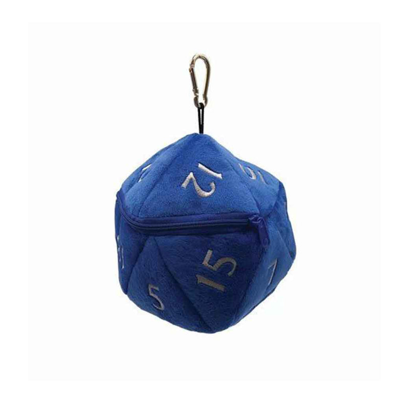 D20 Dice Plush Blue and White Dice Bag - Bea DnD Games