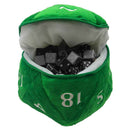 D20 Dice Plush Green and White Dice Bag - Bea DnD Games