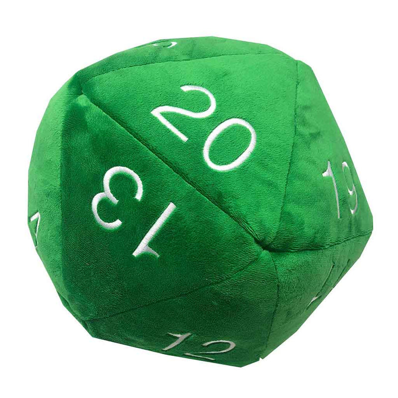 D20 Dice Plush Green and White Dice Bag - Bea DnD Games