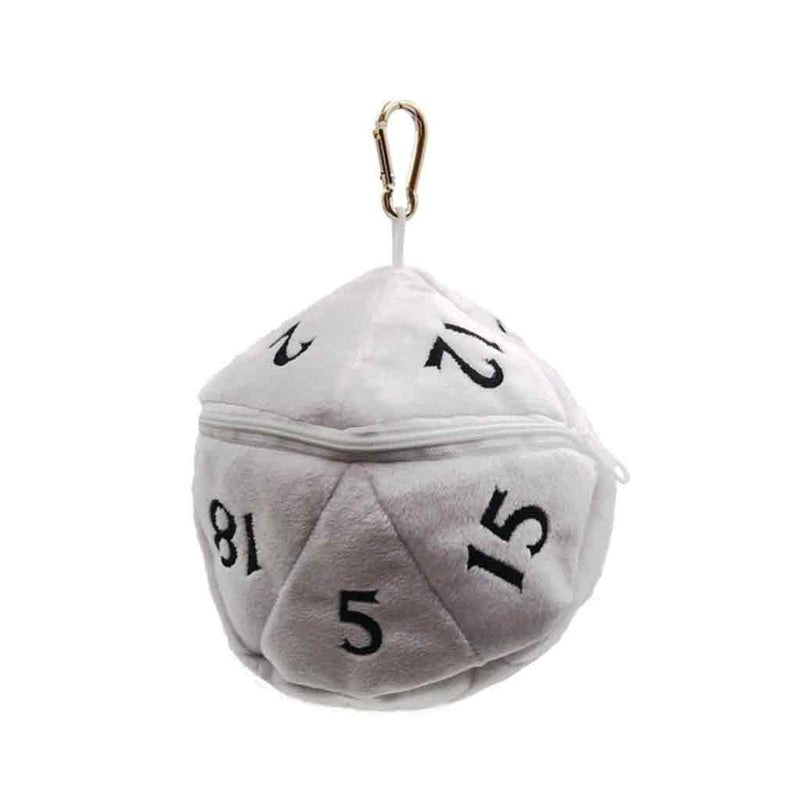 D20 Dice Plush White and Black Dice Bag - Bea DnD Games