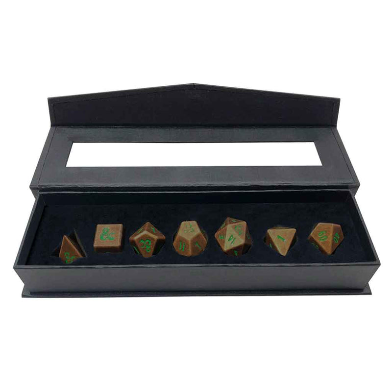 D&D Heavy Metal Feywild Copper and Green 7 Piece Dice Set - Bea DnD Games
