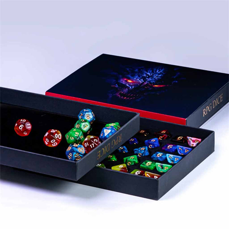 Demon Dice Gift Set - Gift Box of 5 Random Sets of Acrylic Dice - Bea DnD Games