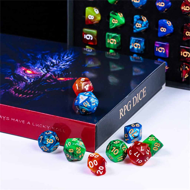 Demon Dice Gift Set - Gift Box of 5 Random Sets of Acrylic Dice - Bea DnD Games