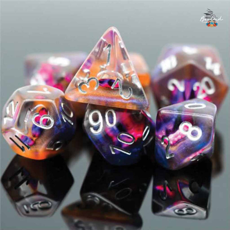 Demon Eye - 7 Piece Polyhedral Dice Set + Dice Bag - Bea DnD Games