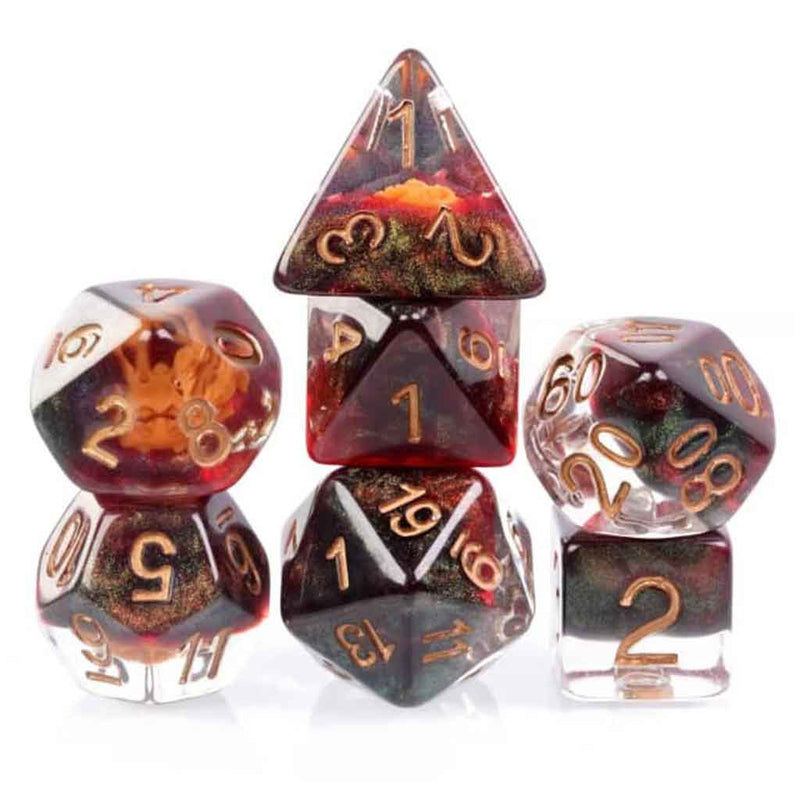 Demon Summoner - 7 Piece Polyhedral Dice Set + Dice Bag - Bea DnD Games