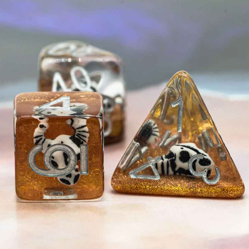 Desert Bones - 7 Piece Polyhedral Dice Set + Dice Bag - Bea DnD Games