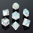 Diamond Avalanche Handcrafted Sharp Edge Dice Set & Dice Case - Bea DnD Games