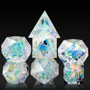 Diamond Avalanche Handcrafted Sharp Edge Dice Set & Dice Case - Bea DnD Games