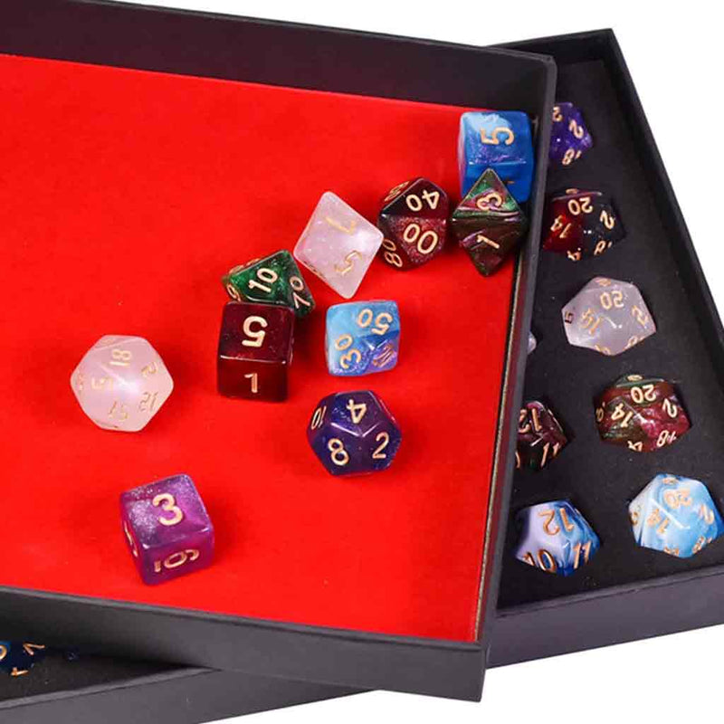 Dice Gift Set - Gift Box of 5 Random Sets of Acrylic Dice - Bea DnD Games