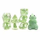 Dino Dice! - 7 Piece Polyhedral Dice Set + Dice Bag - Bea DnD Games