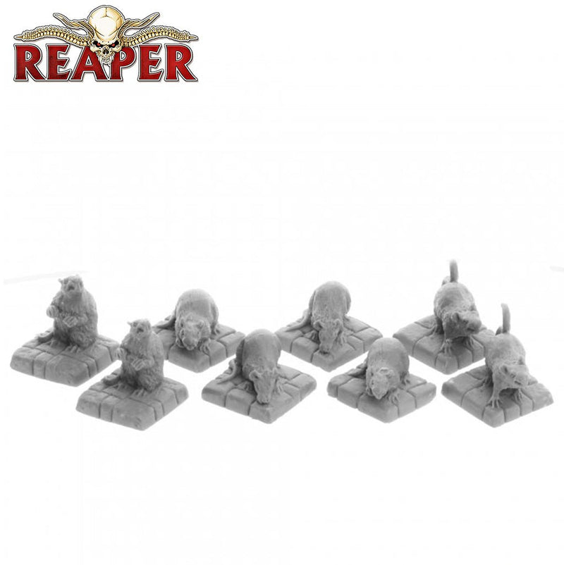 Dire Rats (8) - Reaper Bones USA Unpainted Miniatures by Reaper Miniatures - Bea DnD Games