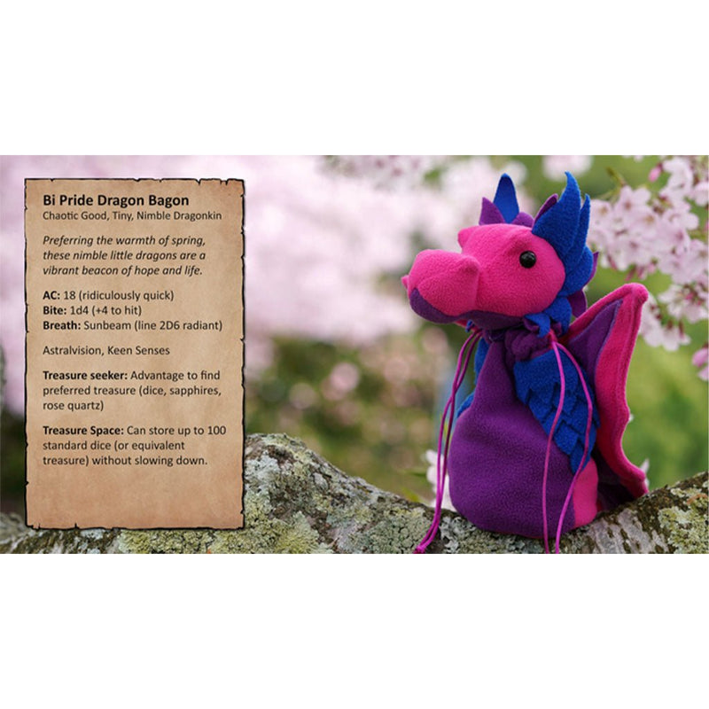 Dragon Bagons: Bi Pride Dragon Bagon Dice Bag - Bea DnD Games