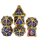 Dragon Bone - 7 Piece Metal Polyhedral Dice Set & Dice Case - Bea DnD Games