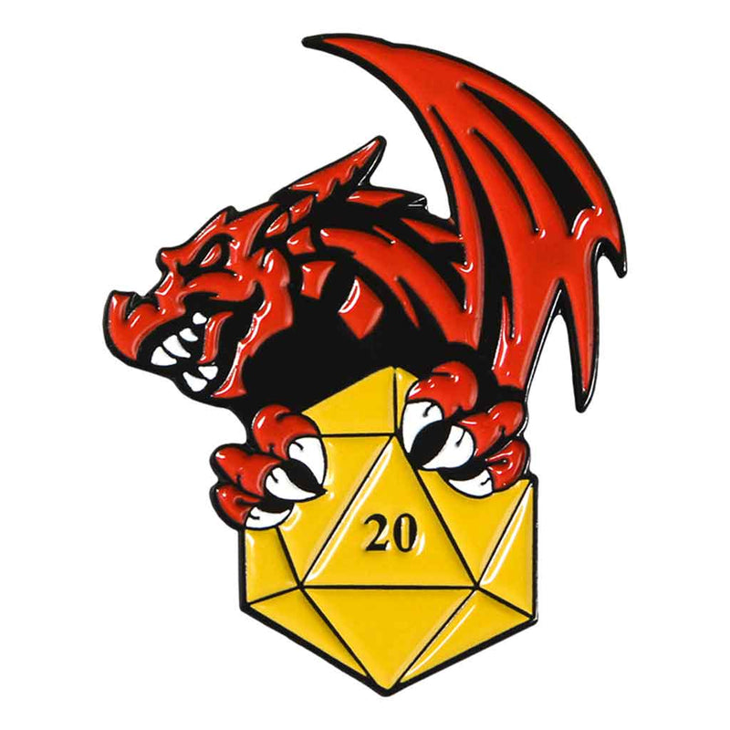 Dragon D20 Enamel Pin - Bea DnD Games