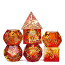 Dragon Fire - Handcrafted Sharp Edge Dice Set & Dice Case - Bea DnD Games
