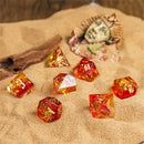 Dragon Fire - Handcrafted Sharp Edge Dice Set & Dice Case - Bea DnD Games
