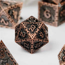 Dragon Fortress 7 Piece Metal Polyhedral Dice Set & Dice Case - Bea DnD Games