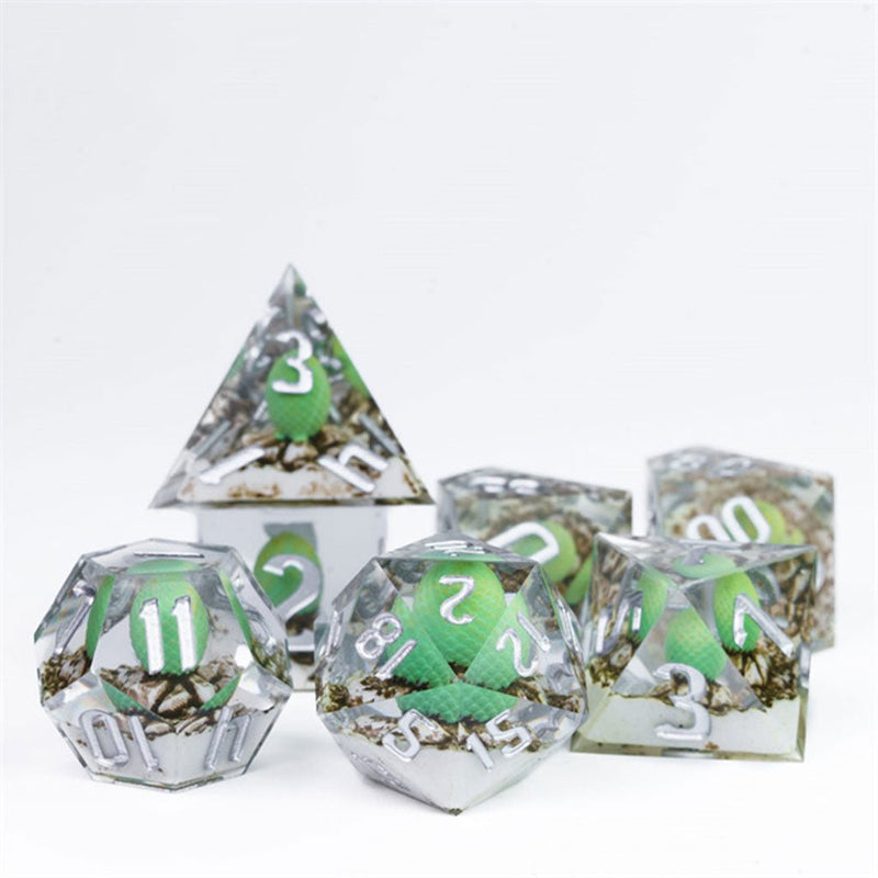 Dragon Hatchery Handcrafted Sharp Edge Dice Set & Dice Case - Bea DnD Games