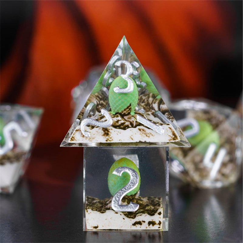 Dragon Hatchery Handcrafted Sharp Edge Dice Set & Dice Case - Bea DnD Games