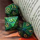 Dragon Scale 7 Piece Metal Polyhedral Dice Set & Dice Case - Bea DnD Games