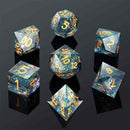 Dragon Smoke Handcrafted Sharp Edge Dice Set & Dice Case - Bea DnD Games