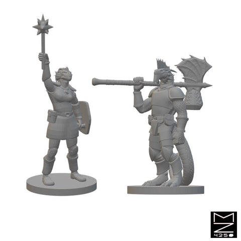 Dragonborn Clerics | BeaMini Unpainted RPG Miniatures - Bea DnD Games