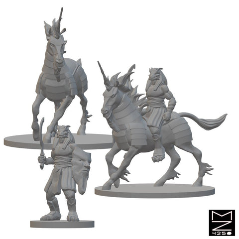 Dragonborn Fighter & War Unicorn | BeaMini Unpainted RPG Miniatures - Bea DnD Games