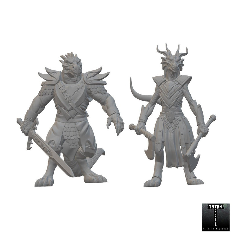 Dragonborn Fighters | BeaMini Unpainted RPG Miniatures - Bea DnD Games