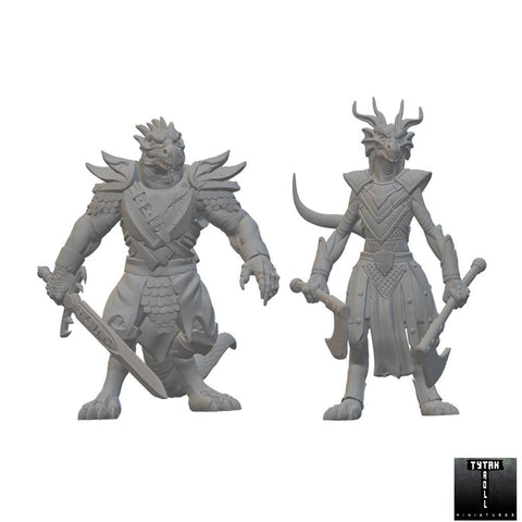 Dragonborn Fighters | BeaMini Unpainted RPG Miniatures - Bea DnD Games